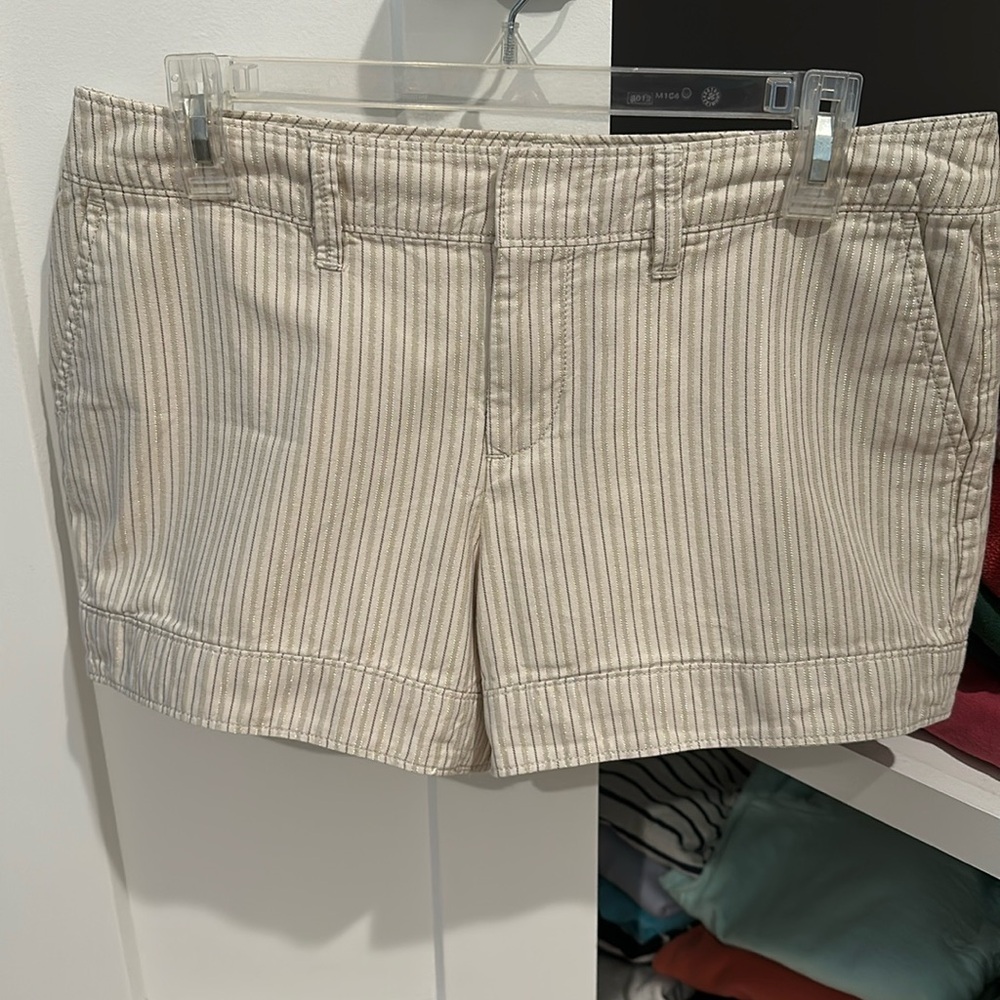Gap size 10 shorts -cream with gray, tan and silver stripe detail 3 1/2” inseam